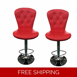 Sleek Stylish Chrome Hydraulic 360-degree swivel Bar Stool, set of 2